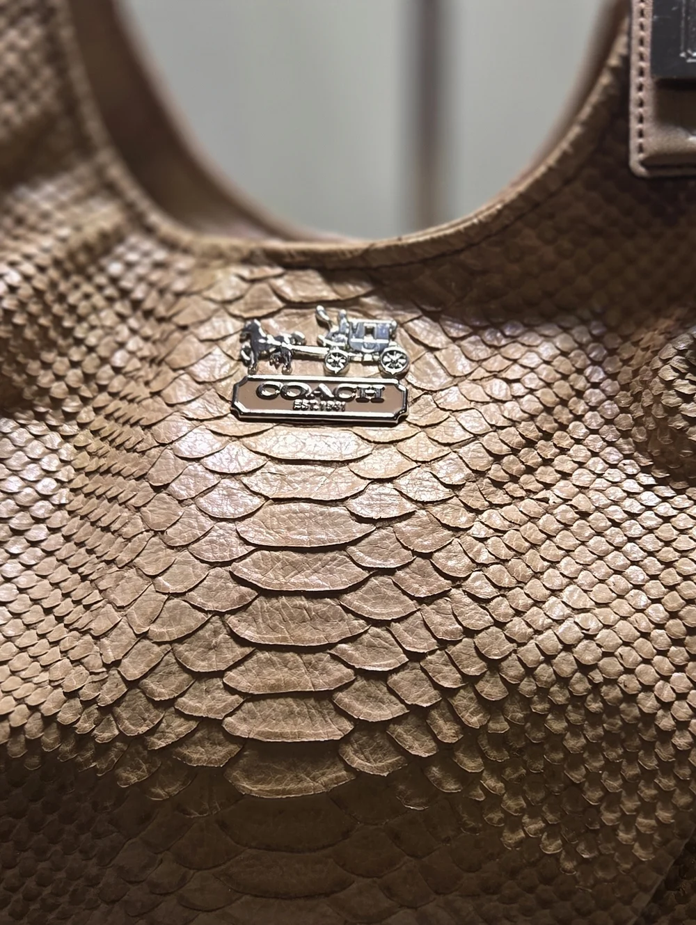 Coach Luxe Python Snakeskin Embossed Leather Maggie Madison Hobo Bag NEW • Rare - Picture 2 of 16